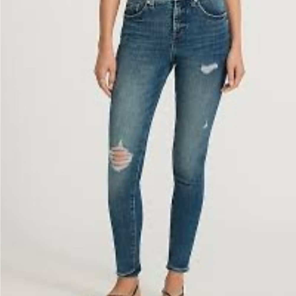Express Blue Distressed Skinny Jeans Size 0R